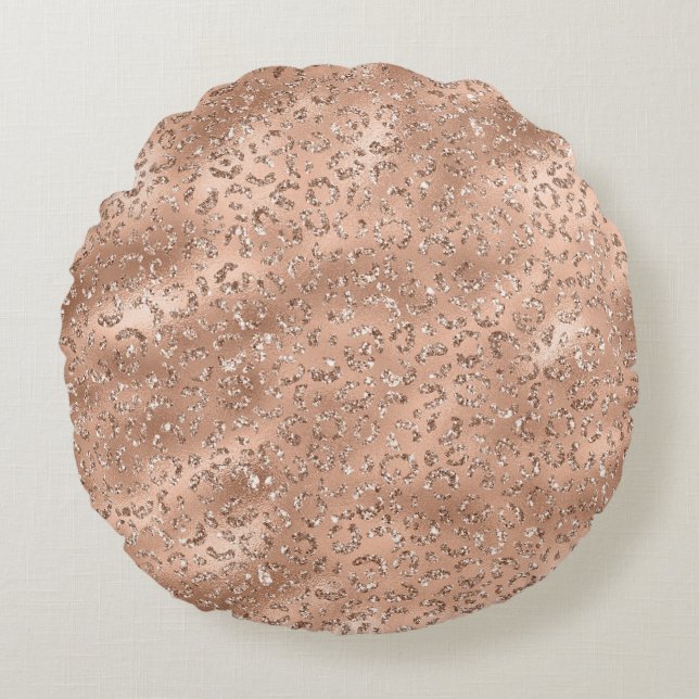 Coussins Ronds Impression de motif de peau de léopard guépard noi (Devant)