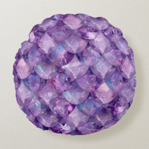 Coussins Ronds Impression de sirène violette brillante