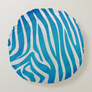 Coussins Ronds Impression en bleu et blanc Zebra
