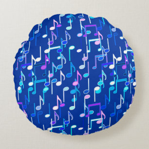 Coussins Ronds Impression musicale - indigo blue, multi