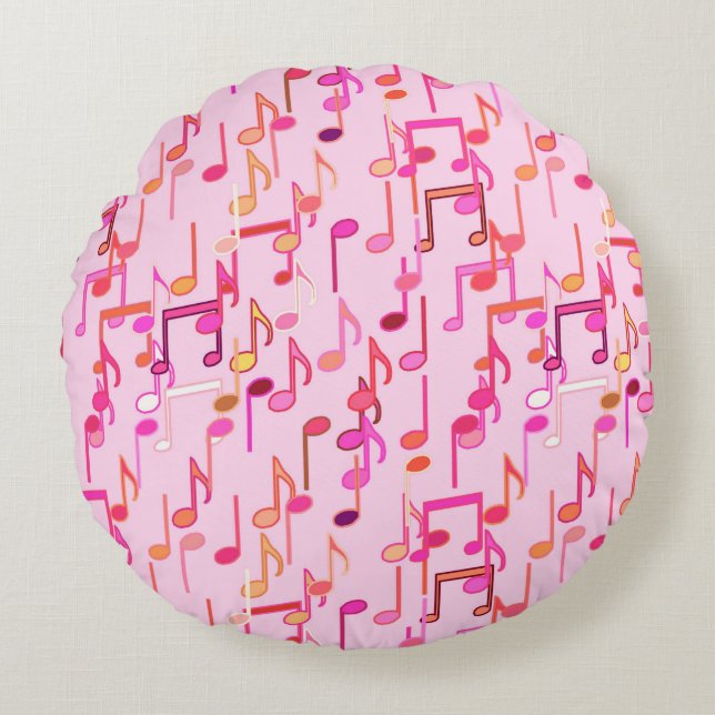 Coussins Ronds Impression musicale - rose, multi (Devant)