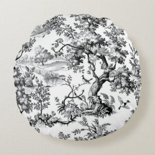 Coussins Ronds Impression toile noire