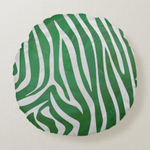 Coussins Ronds Impression verte et blanche Zebra
