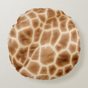 Coussins Ronds Imprimé animal girafe marron crème