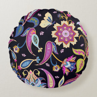 Coussins Ronds Inde Paisley Ornement floral sans joint