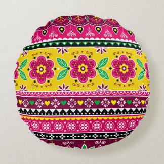 Coussins Ronds Indian or Pakistani truck art inspired seamless fo