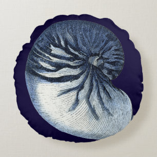 Coussins Ronds Indigo Shells VII
