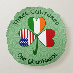 Coussins Ronds Indonésie Irlande USA Shamrock Drapeau Personnalis