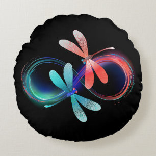 Coussins Ronds Infini avec des libellules lumineuses