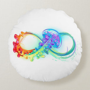 Coussins Ronds Infinity avec Rainbow Jellyfish