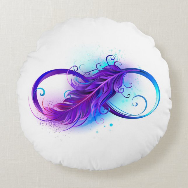 Coussins Ronds Infinity with purple feather (Devant)