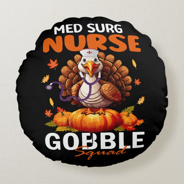 Coussins Ronds Infirmière dinde MED SURG appariée Gobble Squad  (Devant)