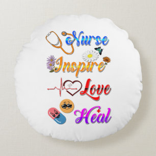 Coussins Ronds Infirmière Polyester Inspirer Amour Guérir Med Thé