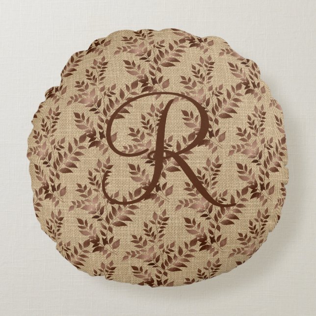 Coussins Ronds Initiale de monogramme écriture manuscrite rose ma (Devant)