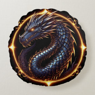 Coussins Ronds Insigne emblème de dragon médiéval pour cadeau de 