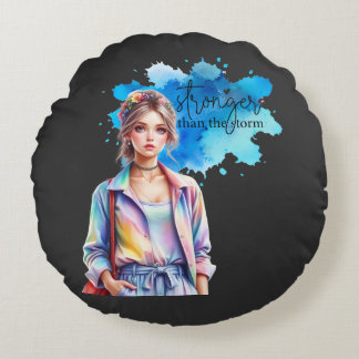 Coussins Ronds Inspirational Girl Graphic 