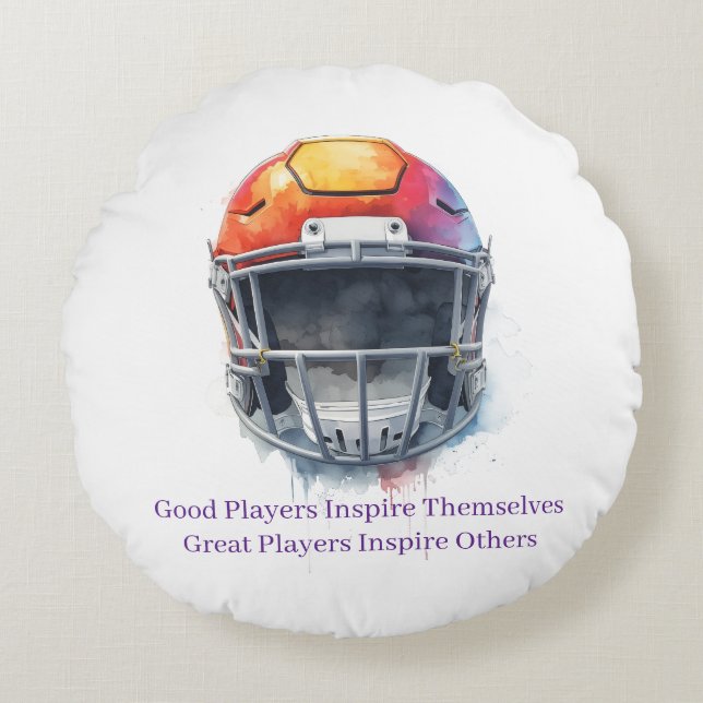 Coussins Ronds Inspirational Motivational Football Helmet  (Devant)