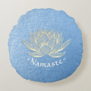Coussins Ronds Instructeur de méditation Blue Gold Lotus Yoga Stu