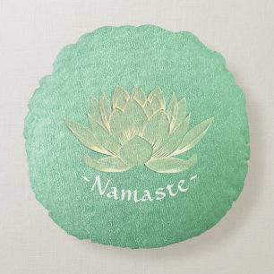 Coussins Ronds Instructeur de méditation Green Gold Lotus Yoga St