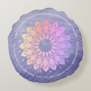 Coussins Ronds Instructeur de Yoga violet Rose Gold Mandala