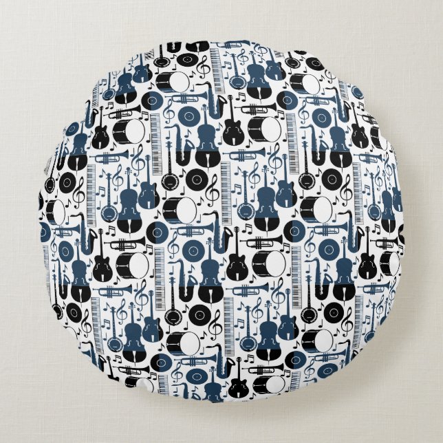 Coussins Ronds Instruments de musique motif design 2 tons (Devant)