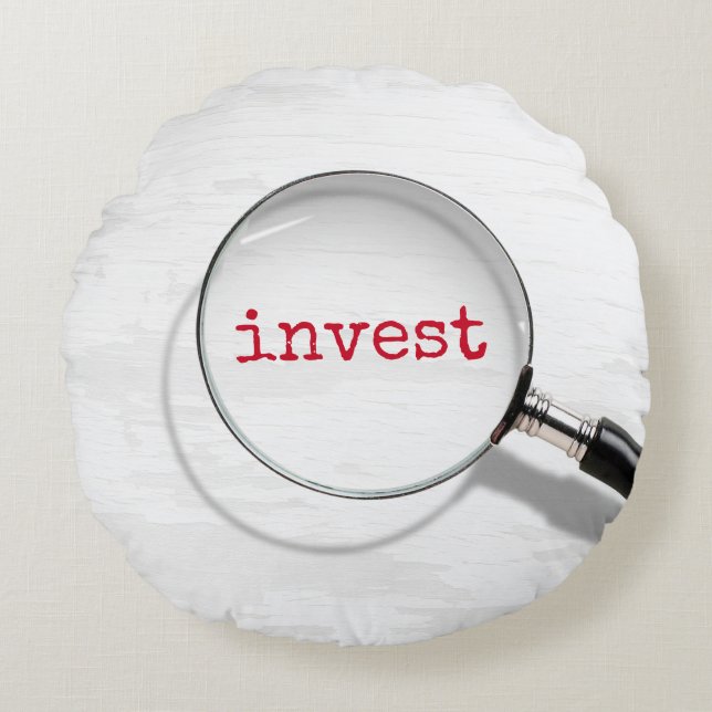 Coussins Ronds Invest Text Under Magnifying Glass (Devant)