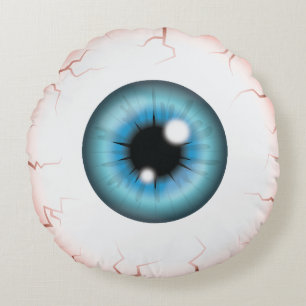 Coussins Ronds Iris Bleu Eyeball Épouvantable Injecté de Sang Hal