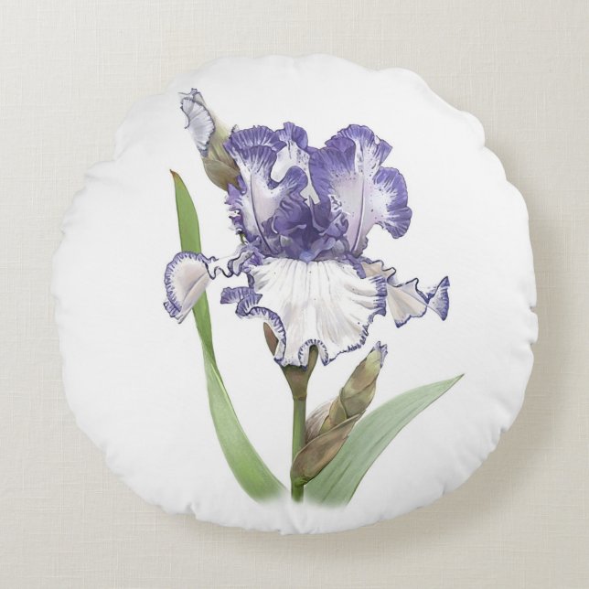 Coussins Ronds Iris Froissé Violet (Devant)