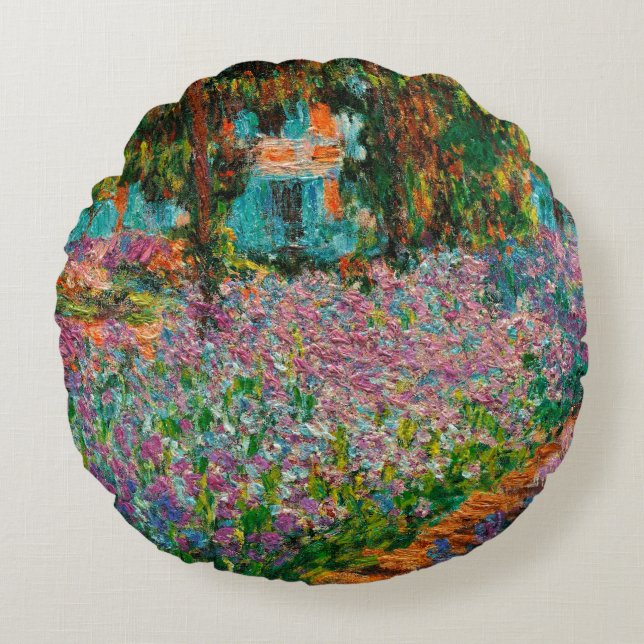 Coussins Ronds Iris Jardin Monet Giverny fleurs (Devant)