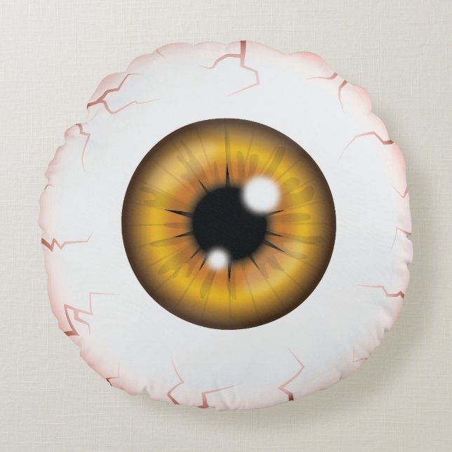 Coussins Ronds Iris Marron Globe Oculaire Effrayant Sanguinolent  (Devant)