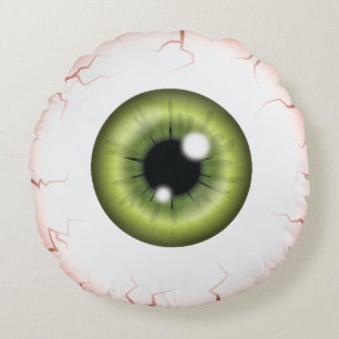Coussins Ronds Iris vert globe oculaire effrayant injecté de sang