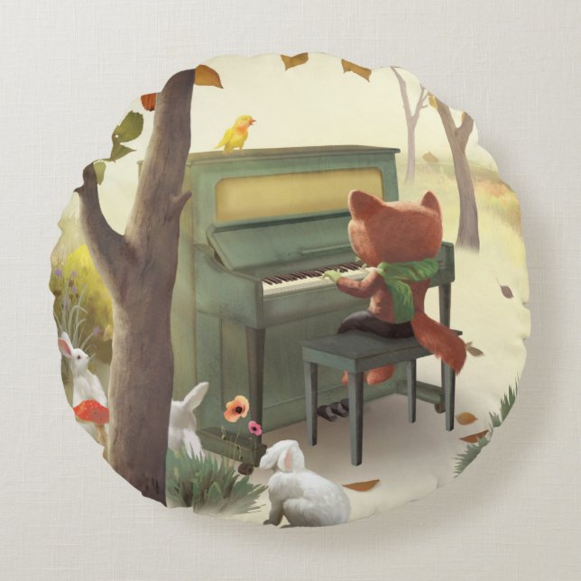 Coussins Ronds Iron T. Fox: Woodland Piano Solo Music Art (Devant)