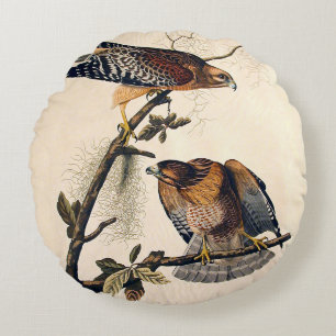 Coussins Ronds J.J. Audubon (faucon épaulé rouge) (1829)