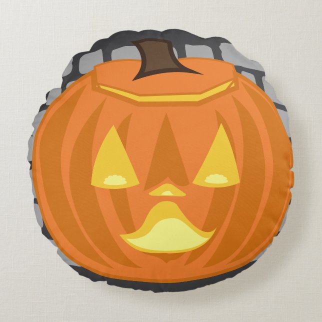 Coussins Ronds Jack-o’-lantern throw pillow (Devant)