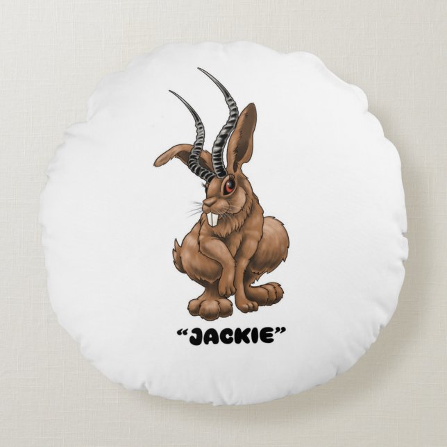 Coussins Ronds Jackalope "Jackie" Cryptid (Devant)