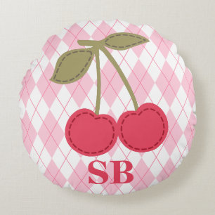 Coussins Ronds Jacquard rose cerisier Monogram Coquette