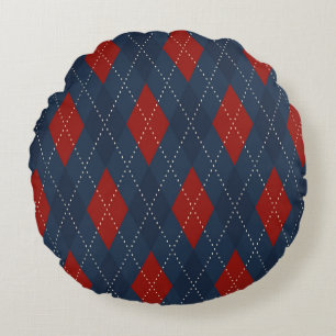 Coussins Ronds Jacquard Royal Bleu Motif de Noël