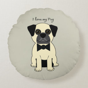 Coussins Ronds J'adore mon Pug