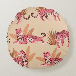 Coussins Ronds Jaguar rose : mignon Vintage sans joint