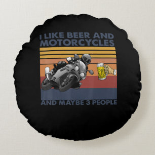 Coussins Ronds J'Aime La Bière Et Les Motos - Motos Cadeau