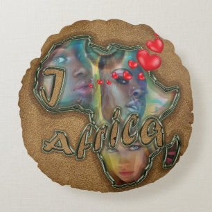 Coussins Ronds J'aime l'Afrique