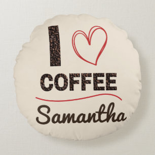 Coussins Ronds J'aime le café personnalisé