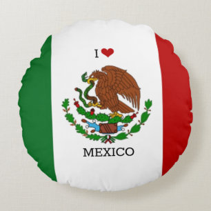 Coussins Ronds j'aime le mexique - drapeau mexicain,