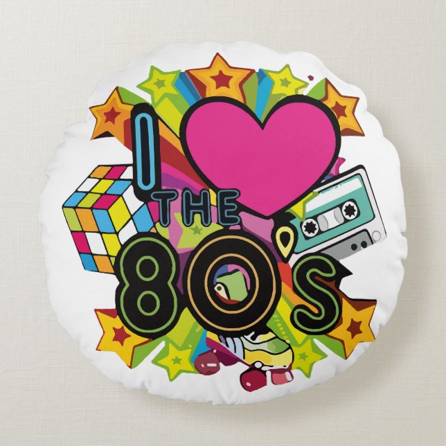 Coussins Ronds j'aime les années 80 (Devant)
