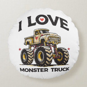 Coussins Ronds J'aime les camions monstres