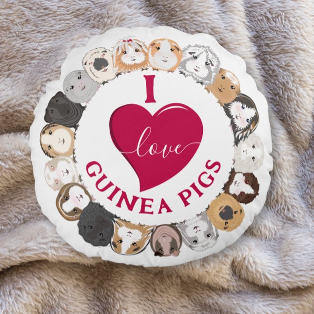 Coussins Ronds J'aime les cochons de Guinée (Créateur téléchargé)