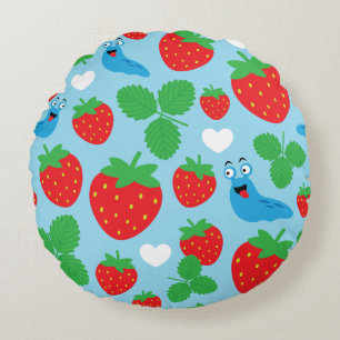 Coussins Ronds J'aime les fraises Motif sans couture