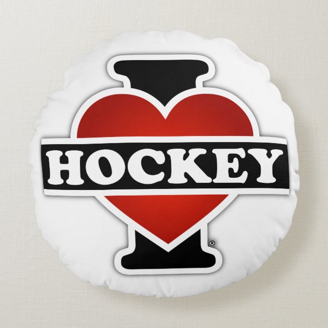 Coussins Ronds J'aime l'hockey (Devant)