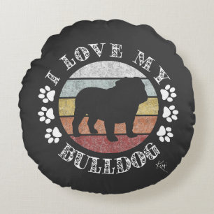 Coussins Ronds J'Aime Mon Bulldog