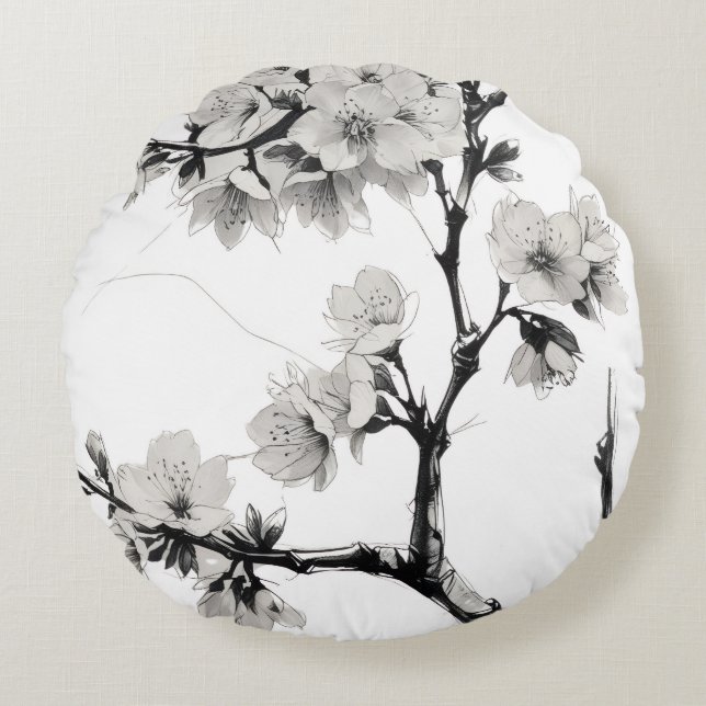 Coussins Ronds Japanese Cherry Blossom Sakura (Devant)